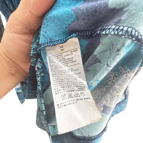 Banana Republic Womens XS Blue Teal & White Long Sleeve Patterned Dress - Picture 5 of 6